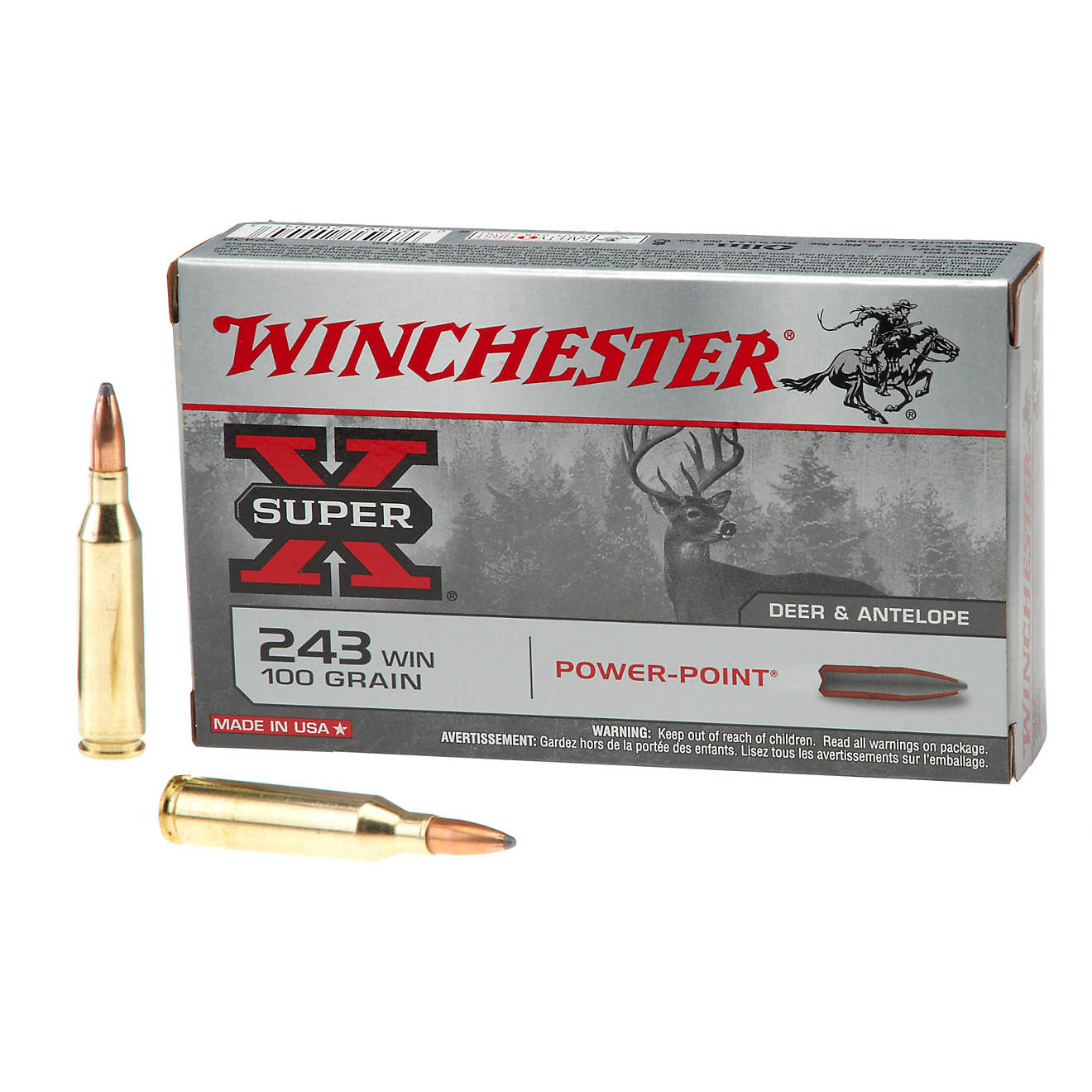 Winchester Super-X Power-Point .243 Winchester 100-Grain Rifle Ammunition 500rds