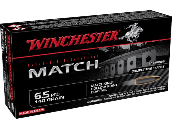 500 Rounds Of Winchester Match Ammunition 6.5 PRC 140 Grain Sierra MatchKing Hollow Point Boat Tail
