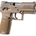 Sig Sauer P320-M18 Semi-Automatic Pistol 9mm Luger 3.9″ Carbon Steel Barrel Stainless Steel Frame Coyote PVD Stainless Steel Slide Carry Polymer Medium Grips 21 Round