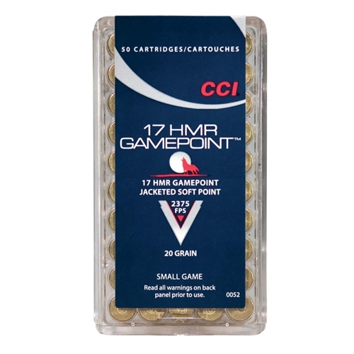 CCI Game Point 17 HMR Ammo 20 Grain Jacketed Soft Point 500rds