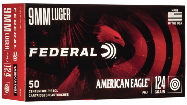 Federal Premium Centerfire Handgun Ammunition 9mm Luger 124 grain Full Metal Jacket - Image 2