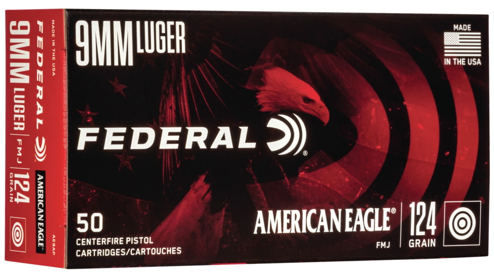 Federal Premium Centerfire Handgun Ammunition 9mm Luger 124 grain Full Metal Jacket - Image 2