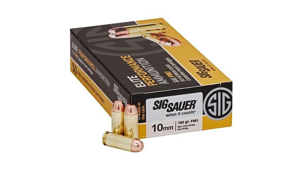 Sig Sauer Elite Performance 10mm Auto 180 grain Full Metal Jacket Brass Cased