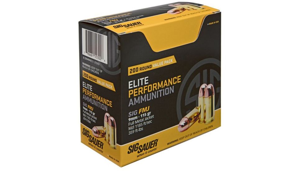 Sig Sauer Elite Ball 9mm Luger 115 grain Full Metal Jacket - Image 2